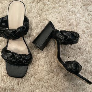 Black braided heels